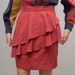 H&M Rust mini skirt with ruffled front details (SK4)